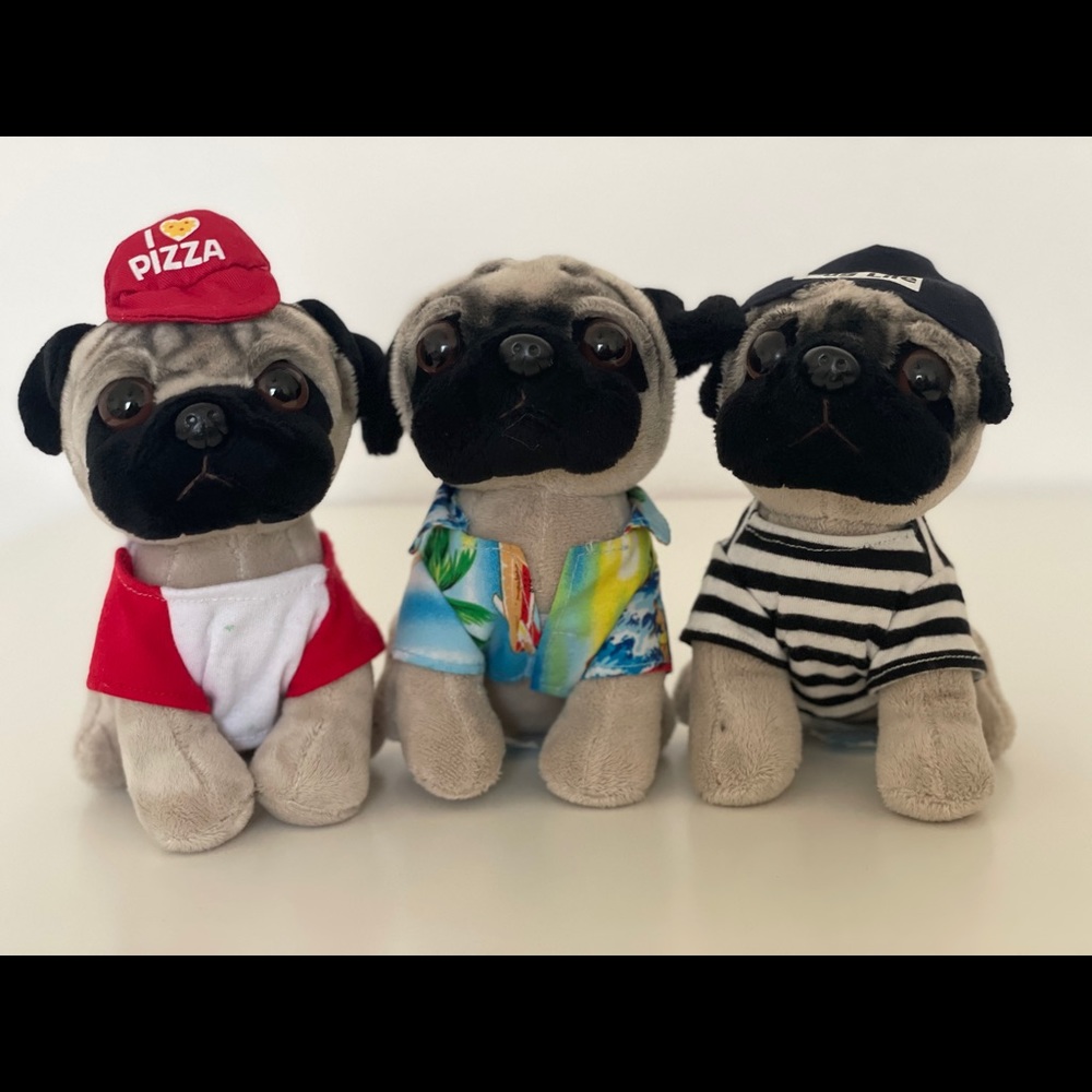 3 Cuties! 3 Pug Life Plush Toys!